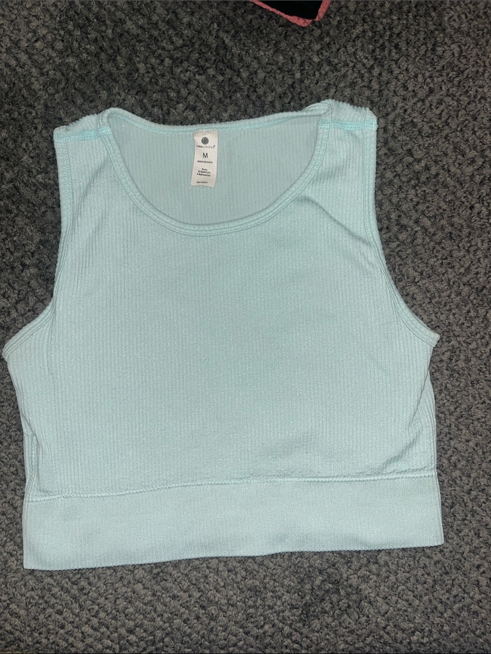 Women's Light Blue Ribbed Crop Tank Top